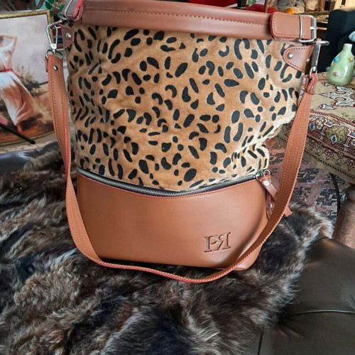 Pierro bag made of eco leather like new, tan with leopard print