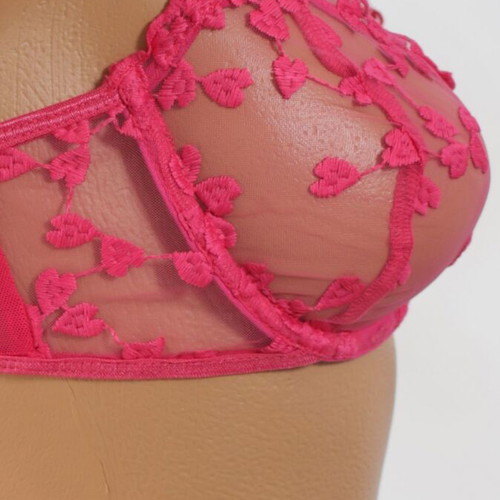 Lingerie set two pieces pink floral design balcony bra and string new