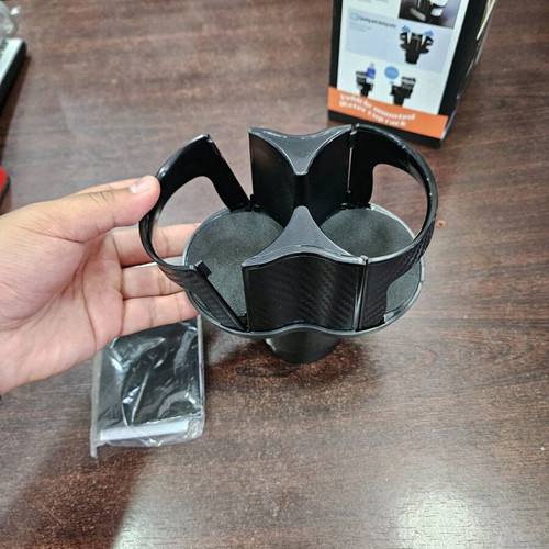 Double car cup holder new, durable plastic with carbon fiber look