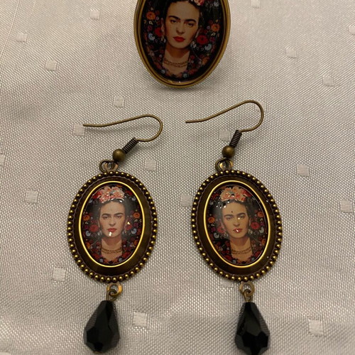 Frida Khalo jewelry new adjustable ring and teardrop earrings