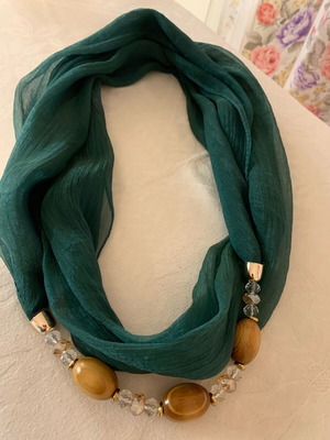 Scarf jewelry petrol with beads like new accessory