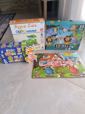 Παζλ διάφορα μεταχειρισμένα με δώρο παζλ 3 γουρουνάκια