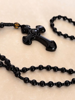 Saint Benedict Cross made of volcanic glass like new, black