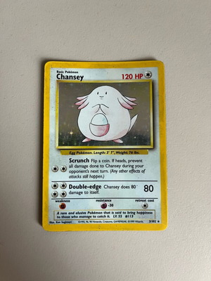 Chansey 3/102 BS Holo card used with signs of wear