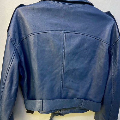 Maje leather jacket blue, like new, size S