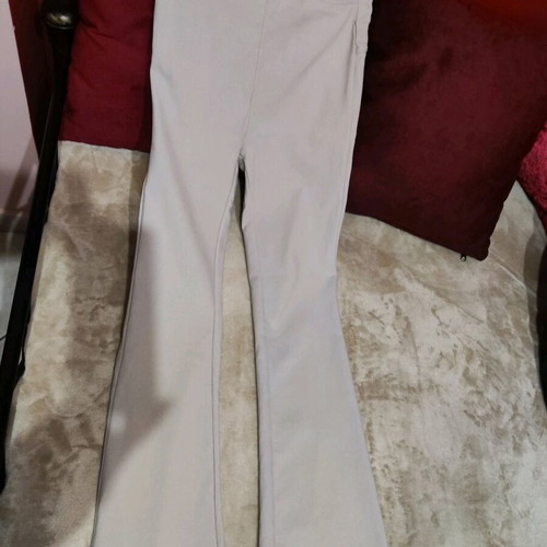High-waisted pants like new, slim fit, gray ice white