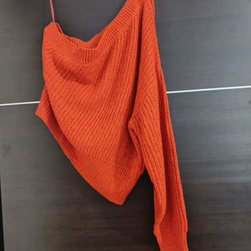 Zara knitted one-shoulder blouse like new, orange, size S