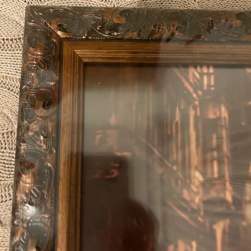 Ornate wooden frame, 20.3cmX25.4cm. Unused, can be hung or displayed.