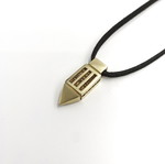 "Origin" handmade brass pendant new with black suede cord