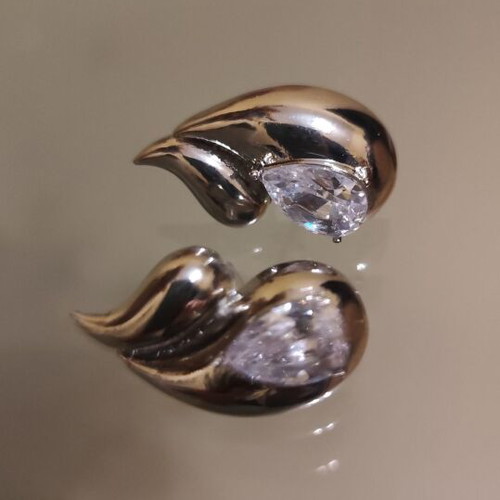 Silver earrings with zirconia new, stainless steel