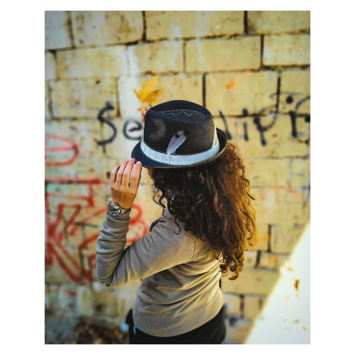 Straw Hat Crab Style Painted Unisex Black New