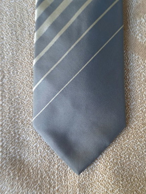 Pagoni silk tie with stripes, like new, gray and white
