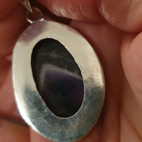 Silver Plated Pendant Necklace with Amethyst Semi-Precious Stone new