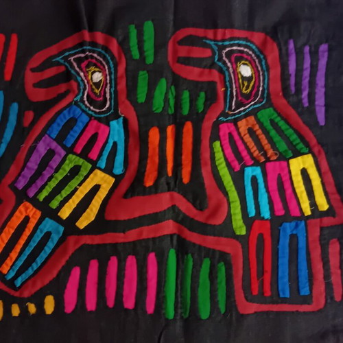Molas handmade patchwork pair from Kuna, Colombia