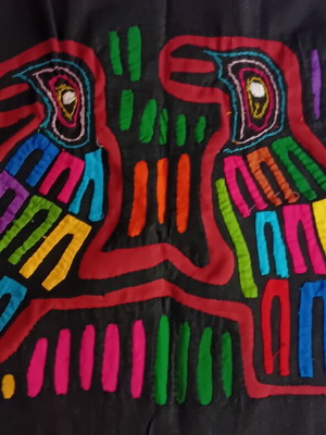 Molas handmade patchwork pair from Kuna, Colombia