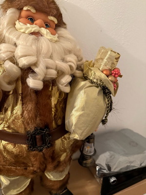 Large decorative Ski Santa Saint Basil like new, gold with lantern