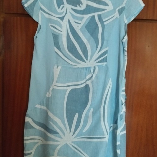 Goose Island linen summer dress like new, size L/XL, white and blue