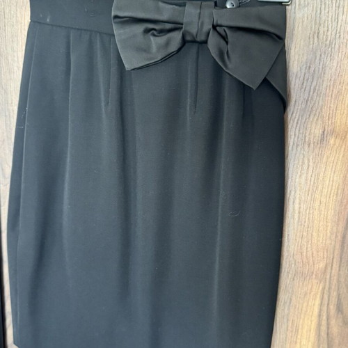 Yves Saint Laurent Variation black wool skirt suit with satin details FR 40