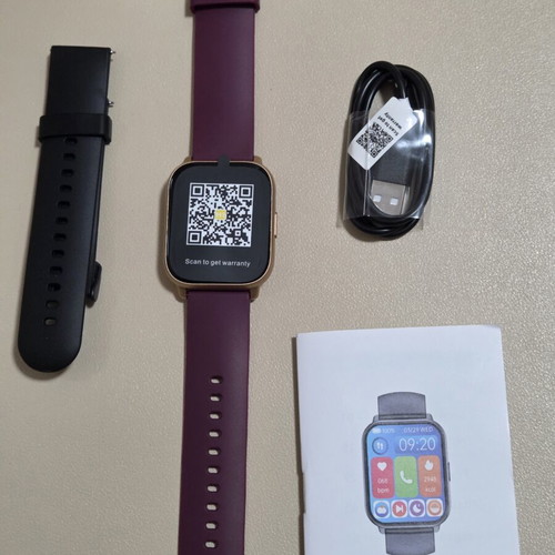 RUIMEN H1 smart watch with square rose gold case and purple silicone strap