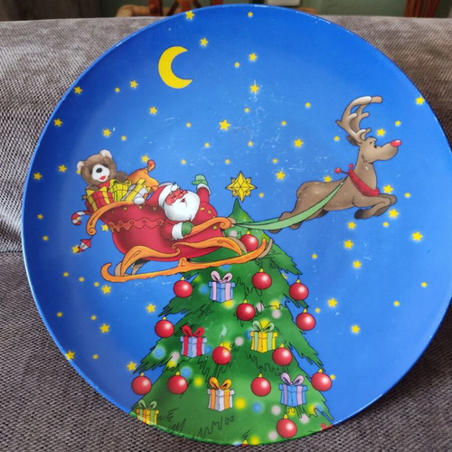 Christmas porcelain platter and spatula used, festive design