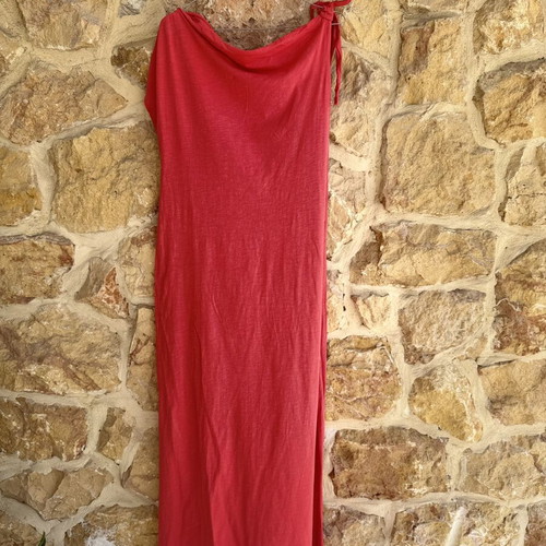 Coral Sleeveless Maxi Dress with Shoulder Tie, like new, XL
