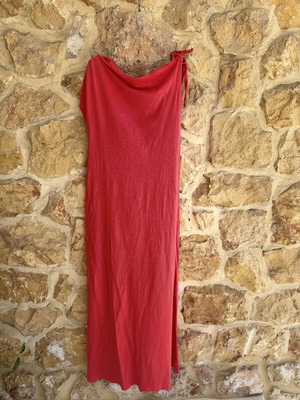 Coral Sleeveless Maxi Dress with Shoulder Tie, like new, XL