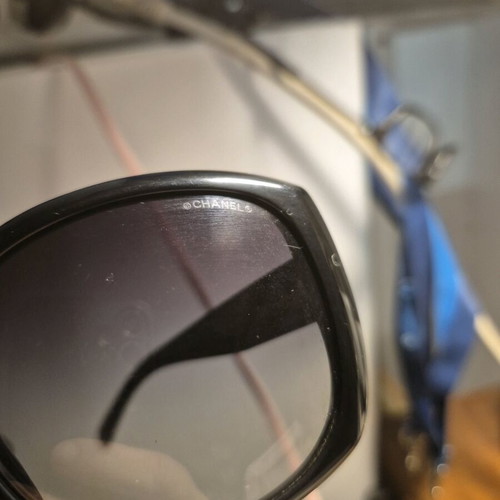 Chanel 5131-H sunglasses used, black with silver logo