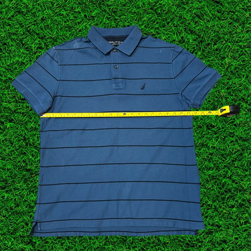 Nautica blue striped polo shirt large used