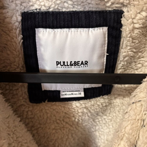Pull & Bear men's corduroy jacket with fur like new, beige and blue