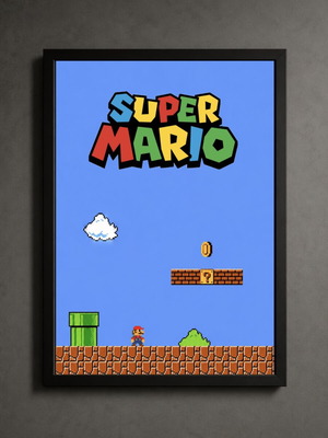 Super Mario framed art print 30x40cm new