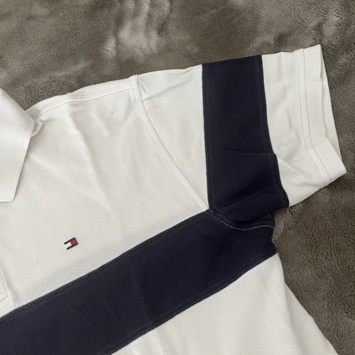 Tommy Hilfiger polo shirt used, size L, white and blue