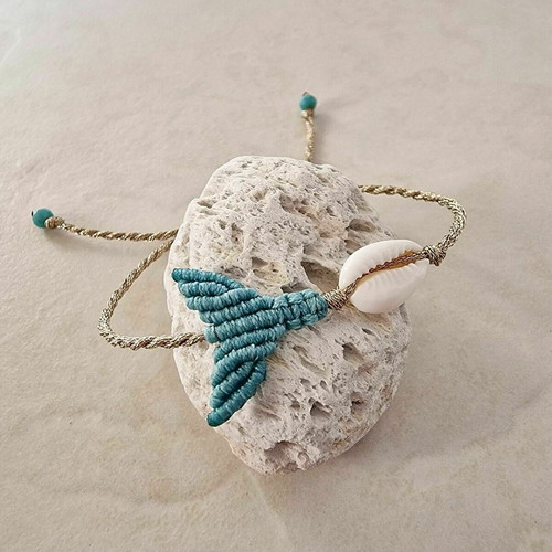 Mermaid tail bracelet handmade new in turquoise and gold
