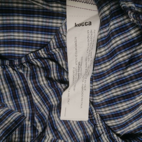 Kocca plaid bodysuit shirt Small new, blue and white