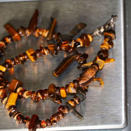 Necklace with genuine tiger's eye stones and sterling silver 925 new