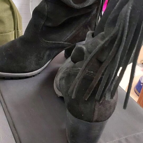 Women's suede leather boots black, like new, size 36