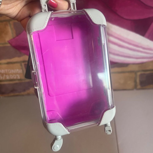 Fuchsia Kids Suitcase Pencil Case and Jewelry Organizer Miniature