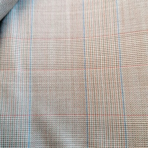 Dormeuil Optima Super 110’s wool fabric 4x1.5m striped beige red blue