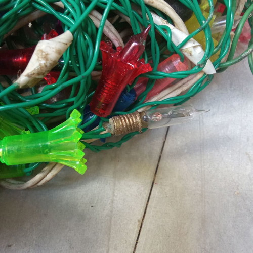 Christmas lights used, vintage 1960s decoration set needing repair