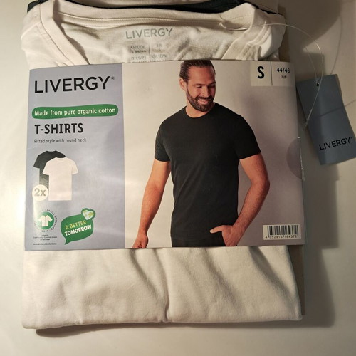 Livergy men's T-shirts set 2 pieces size S new, black and white