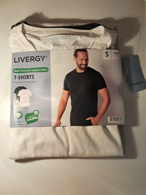 Livergy men's T-shirts set 2 pieces size S new, black and white