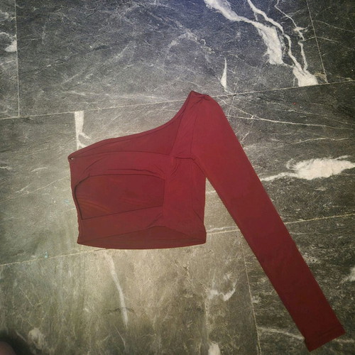 Crop Top burgundy with one shoulder and special back, new