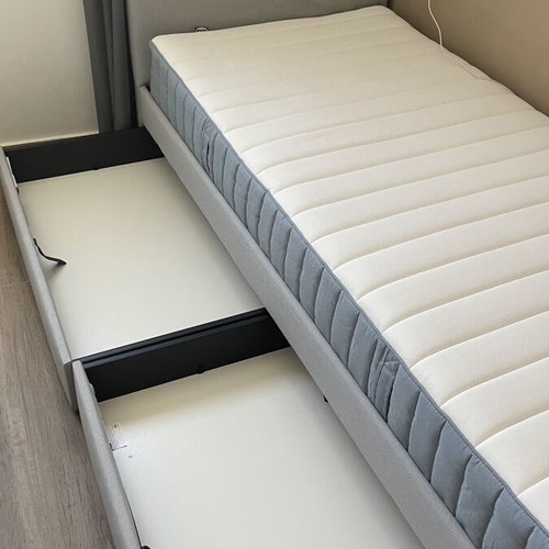 Single bed with storage and mattress 90x200cm, like new from IKEA