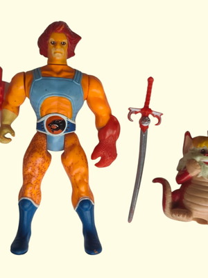 ThunderCats Lion-O and Snarf vintage figures with Sword of Omens used