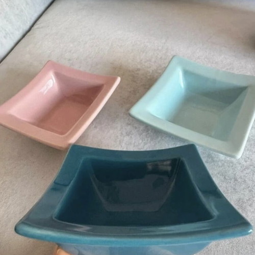 Set of 6 small square bowls used, colorful