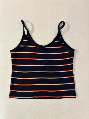 Pull & Bear striped tank top black and orange size M like new