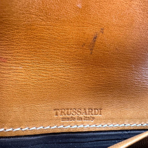Trussardi vintage women's wallet used, beige and brown leather details