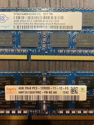 2× 4GB DDR3 SO‑DIMM RAM για laptop σαν καινούργιο, σύνολο 8GB
