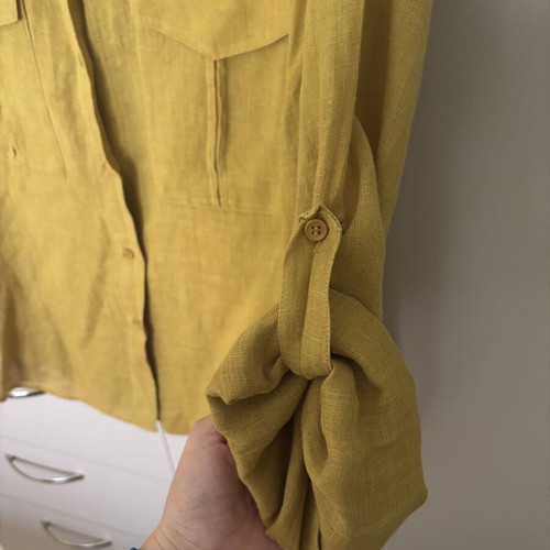 Linen shirt Massimo Dutti like new, mustard olive tone, size M