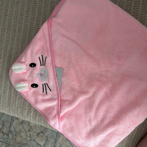 Baby hooded towel pink new