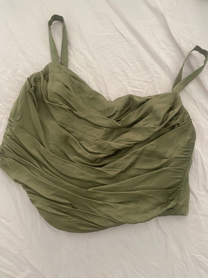 Zara Draped Crop Top Large, olive green, used